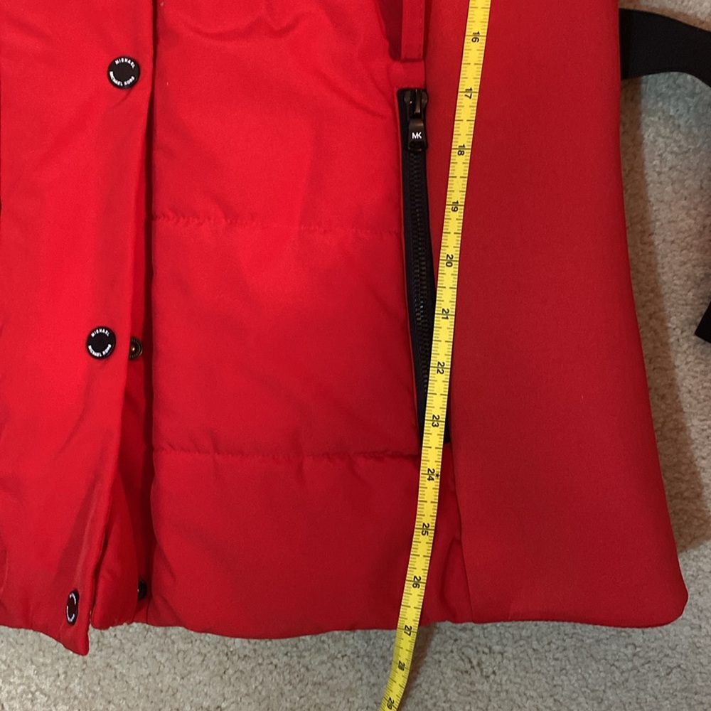 🔥 Michael Kors XL Red 🔥 Belted Winter Coat Jacket Hood - Picture 13 of 16